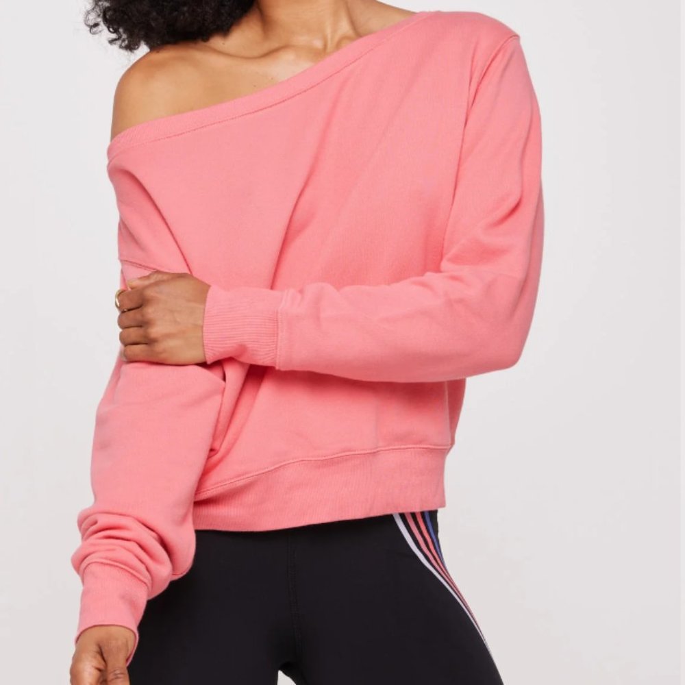 Spiritual Gangster Vida Off the Shoulder Sweatshirt Coral NWOT. Never worn!